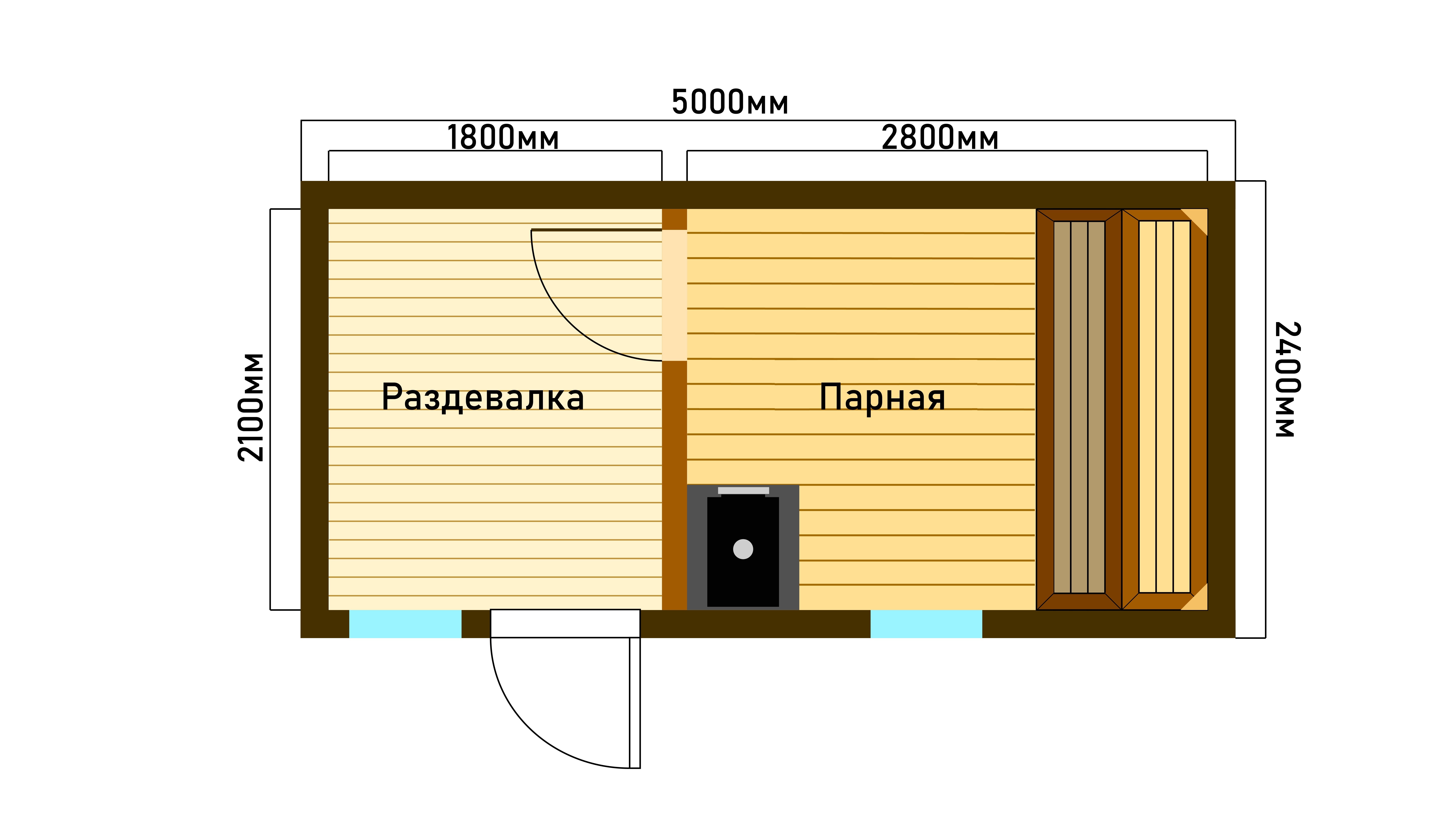Мобильная каркасная баня 5х2.4м Мобильная каркасная баня 5х2.4м